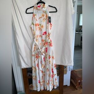 STYLEWE Floral Halter Maxi Dress - White and Orange